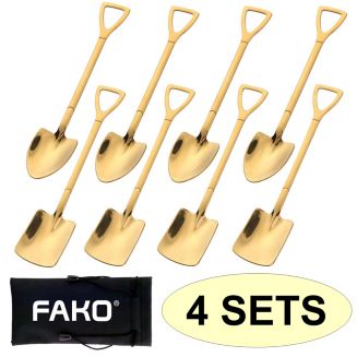 Fako Bijoux® - Dessert Bestek - Schep & Schop - 8 Lepels - 15cm - Goud - 4 Sets