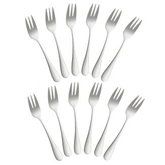 Fako Bijoux® - Gebaksvork / Dessertvork Classic - Vorkjes - 14cm - Zilver - 12 Stuks