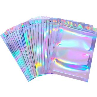 Fako Bijoux® - Holografische Folie Zip Lock Zakjes - Mylar Zakken - 8.5x13cm - Uitdeelzakjes - Transparant - Snoepzakjes - Cadeauzakjes - 100 Stuks