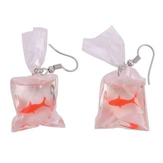 Fako Bijoux® - Oorbellen - Goudvis In Een Zakje - Oranje