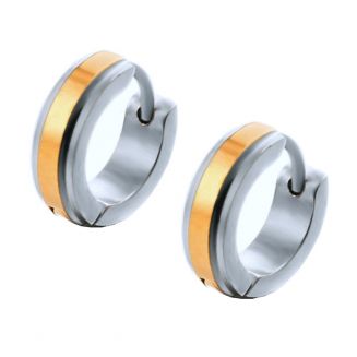 Fako Bijoux® - Oorbellen - Oorringen - Stainless Steel - Duo - Goud-/Zilverkleurig