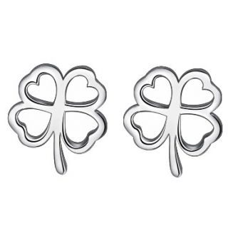 Fako Bijoux® - Oorbellen - Steker - Klavertje Vier - 15x11mm - Zilverkleurig