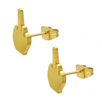 Fako Bijoux® - Oorbellen - Steker - Stainless Steel - Middelvinger - Goudkleurig