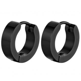 Fako Bijoux® - Oorbellen - Oorringen - Stainless Steel - Classic - Zwart