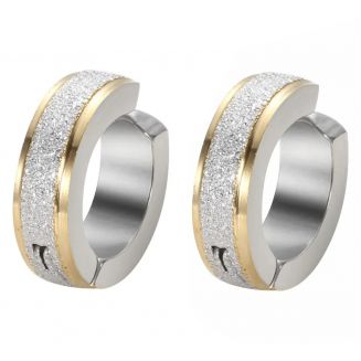 Fako Bijoux® - Oorbellen - Oorringen - Stainless Steel - Fake - Zilver/Goud Glitter