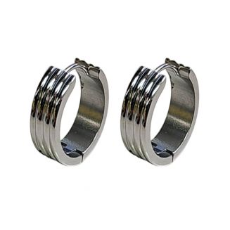 Fako Bijoux® - Oorbellen - Oorringen - Stainless Steel - Quatro - 4mm Breed - Zilverkleurig