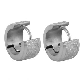 Fako Bijoux® - Oorbellen - Oorringen - Stainless Steel - Glitter - 6mm Breed - Zilverkleurig