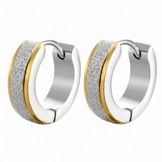 Fako Bijoux® - Oorbellen - Oorringen - Stainless Steel - Glitter - 13mm - Goud-/Zilverkleurig
