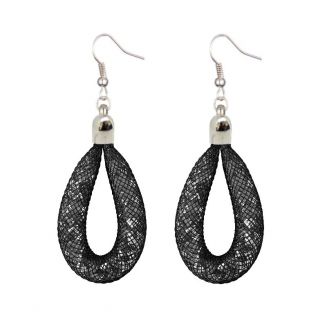 Fako Bijoux® - Oorbellen - Sterrenstof - Druppel - Mini - Zwart/Wit