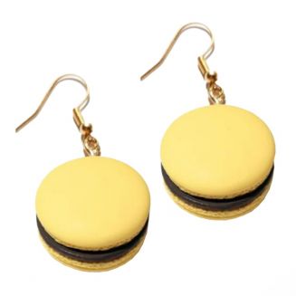 Fako Bijoux® - Oorbellen - Macaron Chocolade - 24x45mm - Geel