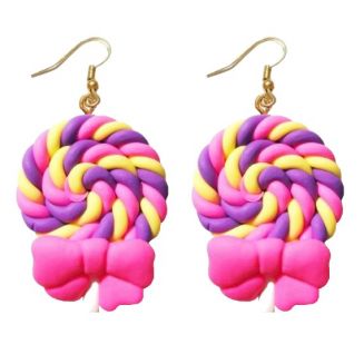 Fako Bijoux® - Oorbellen - Lolly Met Strikje - 25x55mm - Multicolor