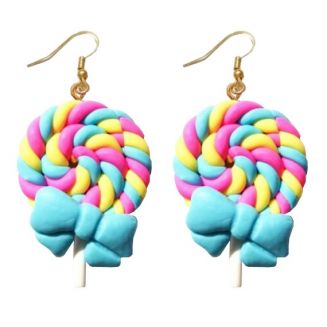 Fako Bijoux® - Oorbellen - Lolly Met Strikje - 25x55mm - Blauw