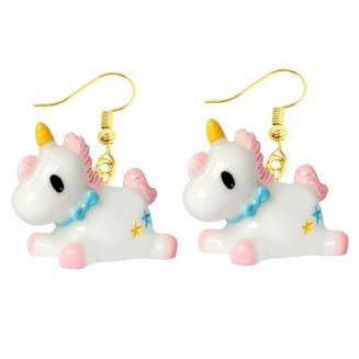 Fako Bijoux® - Oorbellen - Eenhoorn / Unicorn - Kunststof - Regenboog
