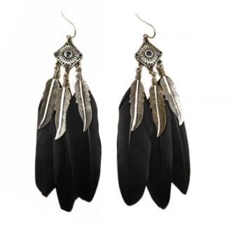 Fako Bijoux® - Oorbellen - Veren - Dromenvanger - Vierkant
