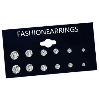 Fako Bijoux® - Oorbellen - Steker - Zirkoon - 3-8mm - Set - 6 Paar