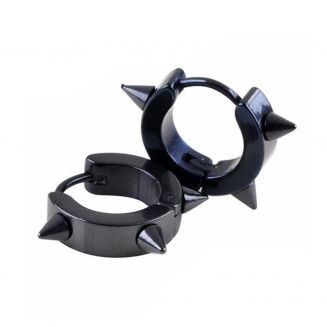 Fako Bijoux® - Oorbellen - Oorringen - Stainless Steel - RVS - Spikes - Zwart