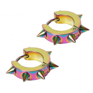 Fako Bijoux® - Oorbellen - Oorringen - Stainless Steel - RVS - Spikes - Multicolor