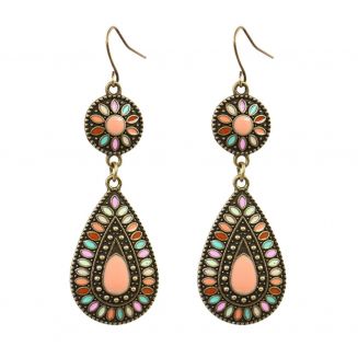 Fako Bijoux® - Oorbellen - Bohemian - Druppel Retro - Roze
