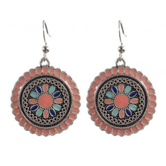 Fako Bijoux® - Oorbellen - Bohemian - Cirkel Retro - Roze