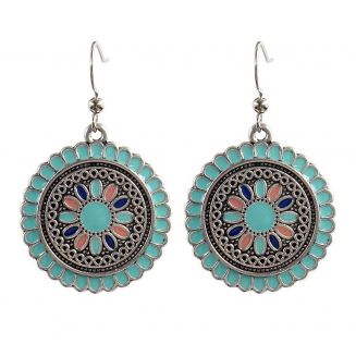 Fako Bijoux® - Oorbellen - Bohemian - Cirkel Retro - Groen