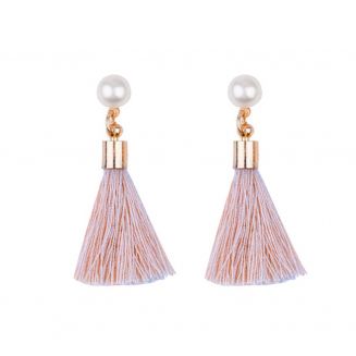 Fako Bijoux® - Oorbellen - Kwast Parel - Beige