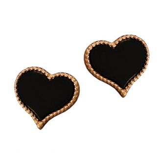 Fako Bijoux® - Oorbellen - Hart - Retro - Zwart