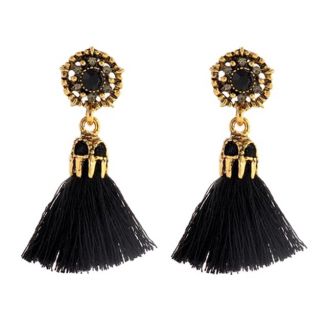 Fako Bijoux® - Oorbellen - Kwastjes Kristallo - Zwart