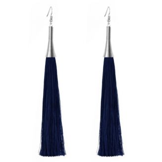 Fako Bijoux® - Oorbellen - Kwast - Cone XL - Donkerblauw