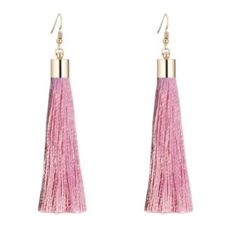 Fako Bijoux® - Kwast Oorbellen Classic - 8cm - Goud - Roze