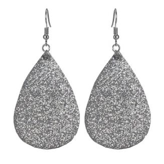 Fako Bijoux® - Oorbellen - Druppel - Glitter - Kunstleer - Zilver Licht