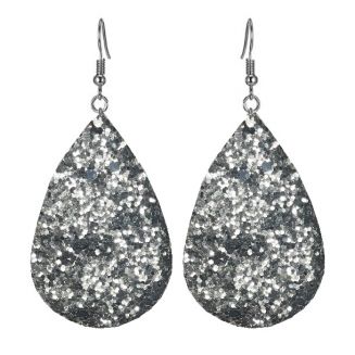 Fako Bijoux® - Oorbellen - Druppel - Glitter Grof - Kunstleer - Zilver