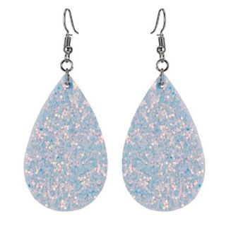 Fako Bijoux® - Oorbellen - Druppel - Glitter - Kunstleer - Wit
