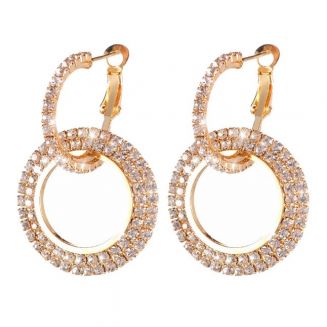 Fako Bijoux® - Oorbellen - Oorringen - Strass - 27mm - Goudkleurig