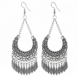 Fako Bijoux® - Oorbellen - Bohemian - Boho Dangle - Zilverkleurig