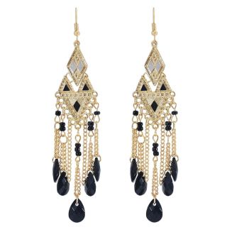Fako Bijoux® - Oorbellen - Bohemian - Boho Drops - Goudkleurig - Zwart