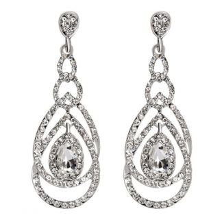 Fako Bijoux® - Oorbellen - Retro Druppel Strass Bling - Zilverkleurig