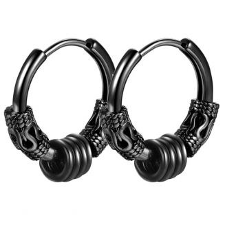 Fako Bijoux® - Punk Gothic Oorringen Vintage - RVS - Monaco - 16mm – Zwart