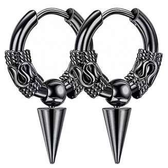 Fako Bijoux® - Punk Gothic Oorringen Vintage - Spike - 16mm – Zwart