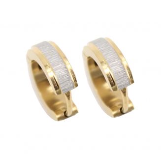 Fako Bijoux® - Oorbellen - Oorringen - RVS - Staal - Geborsteld - 13mm - Goudkleurig