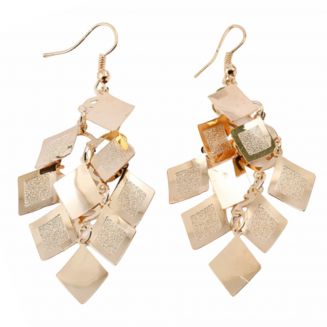 Fako Bijoux® - Oorbellen - Aluminium - Kleine Ruitjes - Goudkleurig