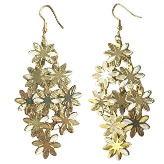 Fako Bijoux® - Oorbellen - Aluminium - Kleine Bloemetjes - Goudkleurig