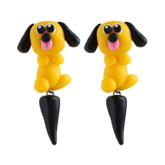 Fako Bijoux® - Oorbellen - Dansende Hond - Geel