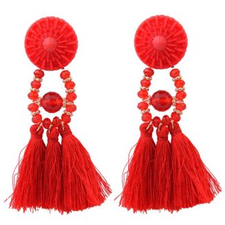 Fako Bijoux® - Oorbellen - Kwast - Boho - Rood