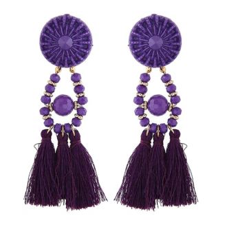 Fako Bijoux® - Oorbellen - Kwast - Boho - Paars
