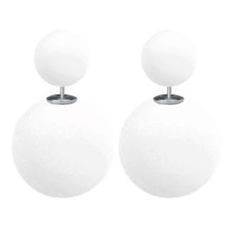 Fako Bijoux® - Oorbellen - Double Dots - Parel - Wit