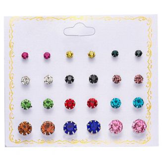Fako Bijoux® - Oorbellen - Steker - Zirkonia - 3-8mm - Mix - 12 Paar