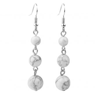 Fako Bijoux® - Oorbellen - Natuursteen - 6-8-10mm - Wit