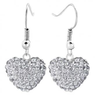 Fako Bijoux® - Oorbellen - Disco Dots - Hanger - Hart - Wit