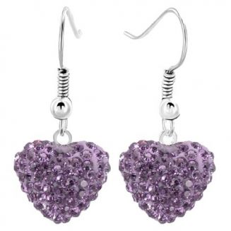 Fako Bijoux® - Oorbellen - Disco Dots - Hanger - Hart - Paars