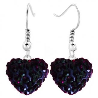 Fako Bijoux® - Oorbellen - Disco Dots - Hanger - Hart - Amethist